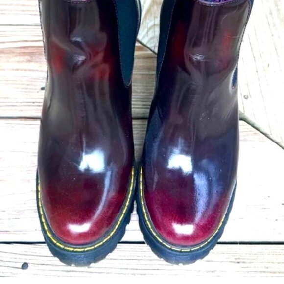 DR. MARTEN Hurston Heeled Chelsea Boots Docs Dark Cherry Red - Picture 3 of 6